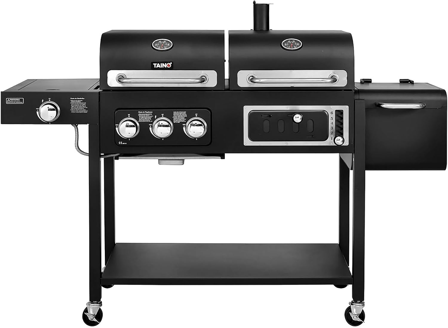 TAINO HERO DUO Gasgrill, Holzkohlegrill, Kombigrill, 118 cm, 12 cm, 58 cm, 47 kg, Edelstahl