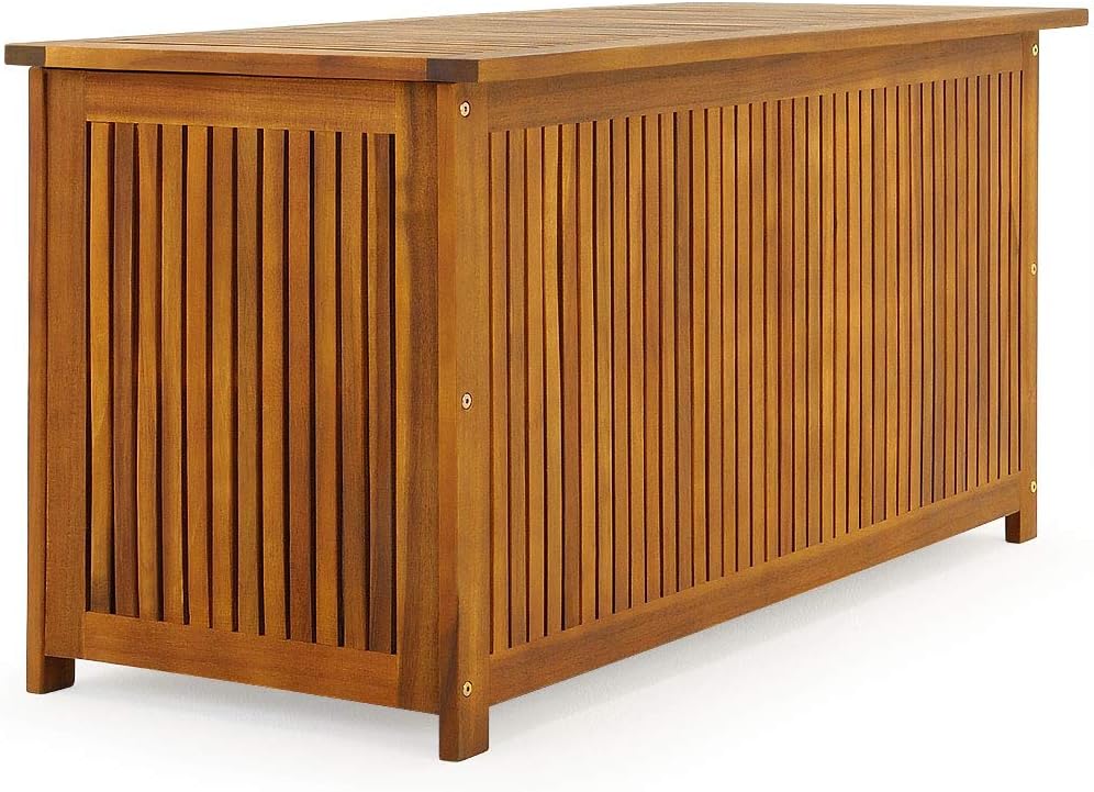 Casaria Gartenbox Holz Akazie 205 l Deckel 160 kg Belastbarkeit Wetterfest Auflagenbox