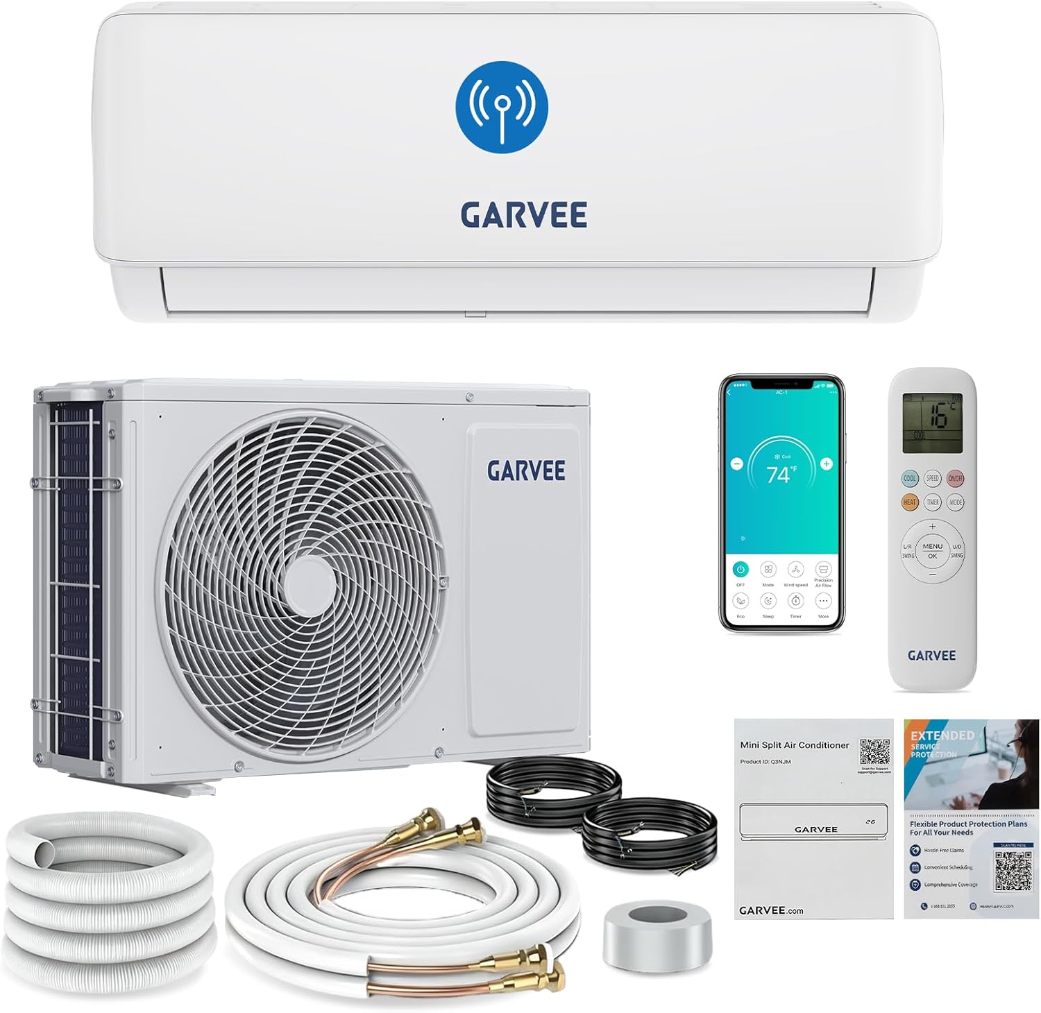 RBFGYIOP Klimaanlage Split 12000 BTU 3.5 Split-Klimaanlage, 12000 BTU 3.5 kW, bis 100qm, R32, 19 dB, Inverter Klimagerät mit Heizfunktion