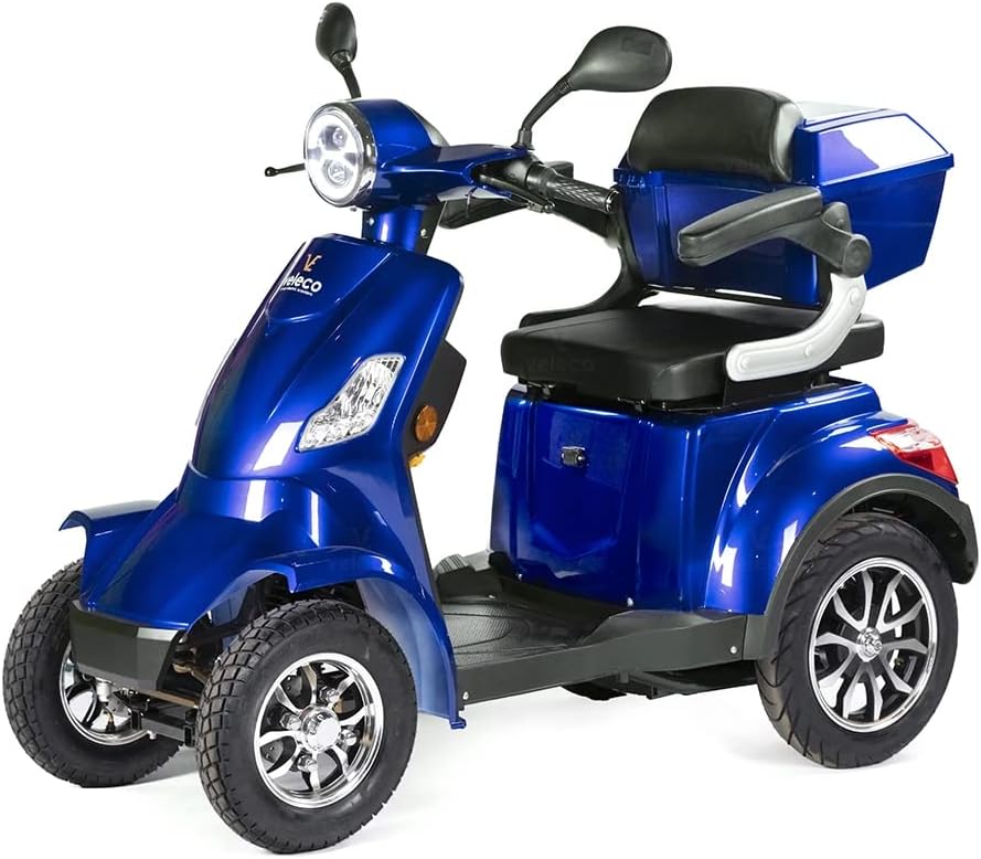 VELECO Seniorenmobil Lithium-Ionen Akku 4-Rad ElektroRoller 1000 W FASTER (BLAU), 12 km/h, 120 cm, 105 cm, 20 Ah, 60 V, 6-8 Stunden