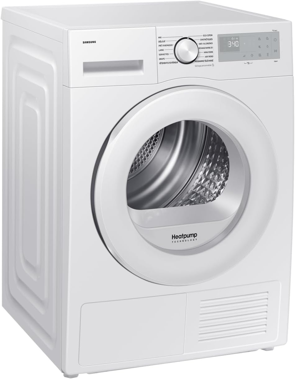 SAMSUNG DV90DG52A0THEF Wäschetrockner Wärmepumpe / Optimal Dry / 9 kg - Klasse C Weiß, Wärmepumpentrockner