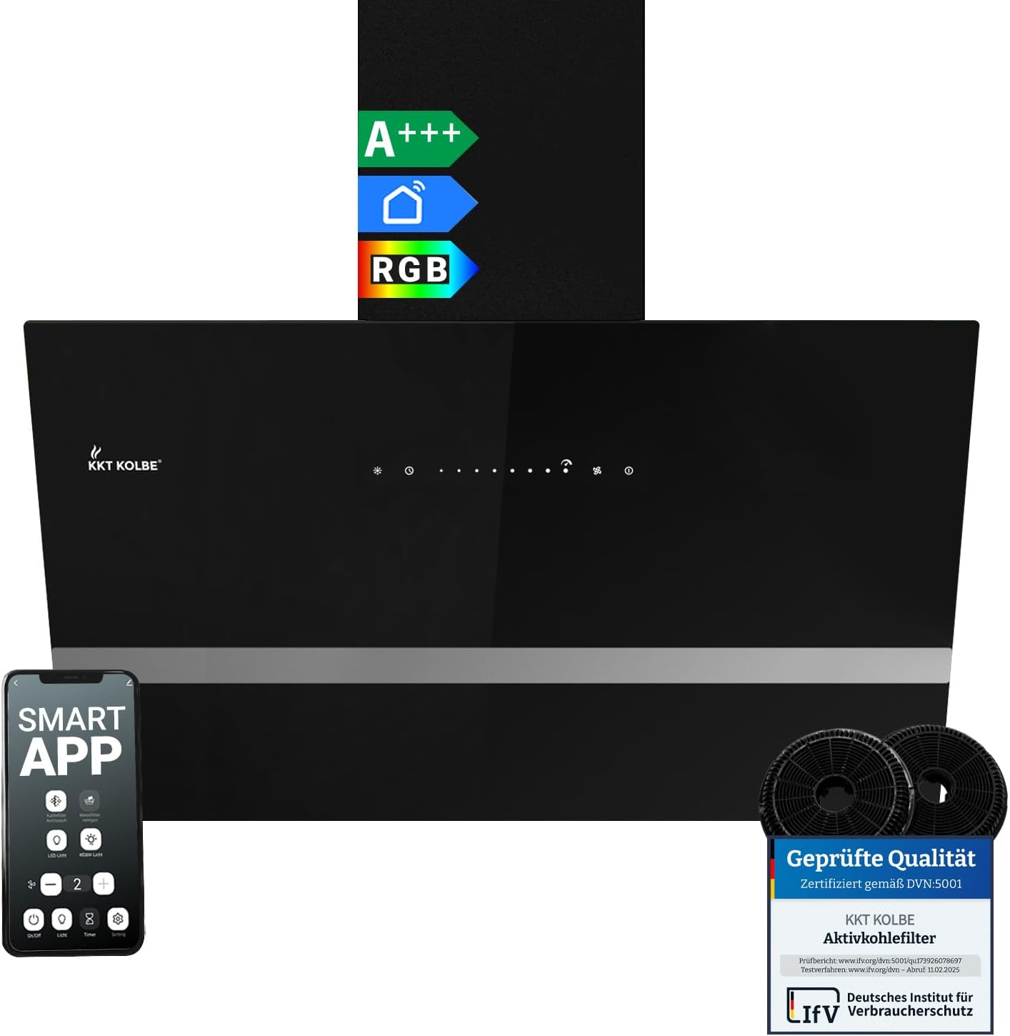 KKT KOLBE Dunstabzugshaube 80 cm, Automatisch, LED-Anzeige