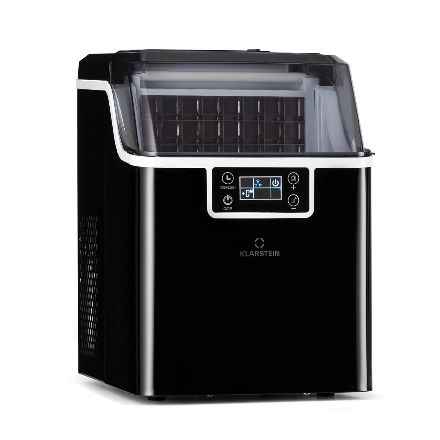 Klarstein Eiswürfelmaschine für Zuhause Camping Gastro, Kontrollleuchte, 20 kg, 3,2 l, 24 W, Edelstahl