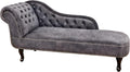 Riess-ambiente.de Chesterfield Récamière 170 cm grau strukturiertes Samt mit, 61 cm, 136 cm